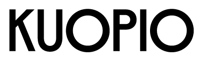 Kuopion kaupungin logo. Isoilla, mustilla krjaimilla Kuopio